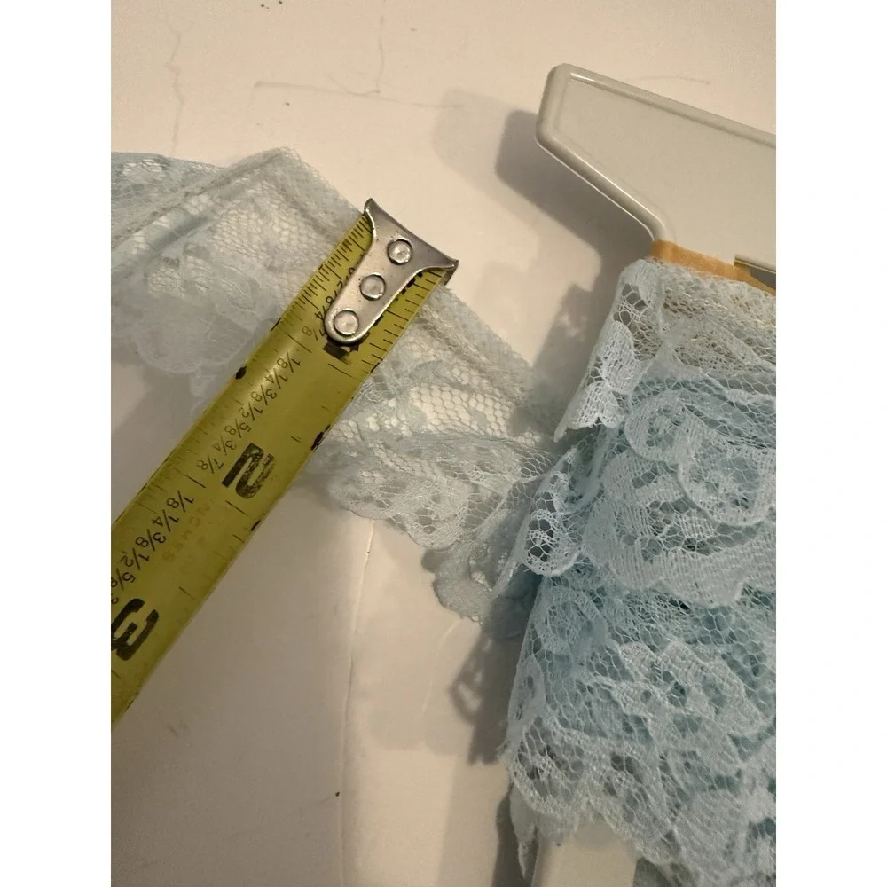 VTG Blue Lace Trim Ribbon 4.7 Yards‎ Floral Scalloped Sewing Craft Embellishment